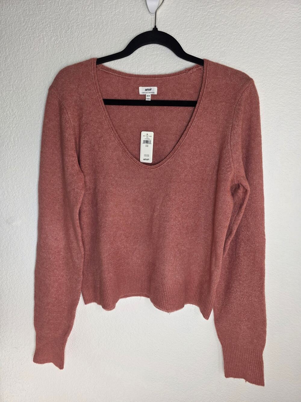 NWT Aerie Scoop Neck Knit Pullover Sweater Mauve Rose Pink Size M